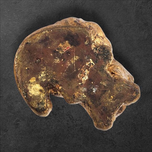 Vintage Red Mill Gold Resin Cat Figurine 5¼″ Green Sequin Eyes Handcrafted USA - Picture 7 of 9